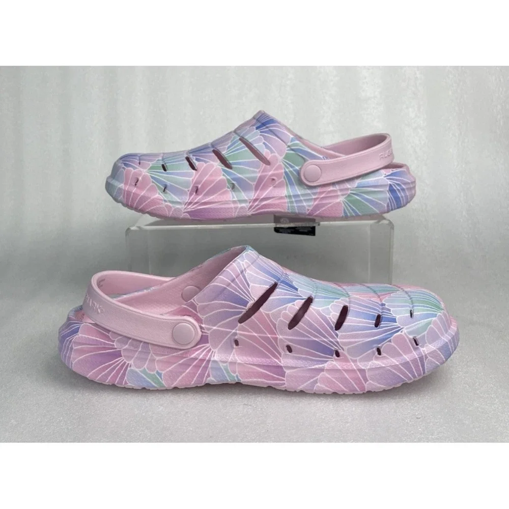 Rugged Shark Eva Shell Print Pink Clogs Slip on Sandals Big Girls Size 6 NEW
